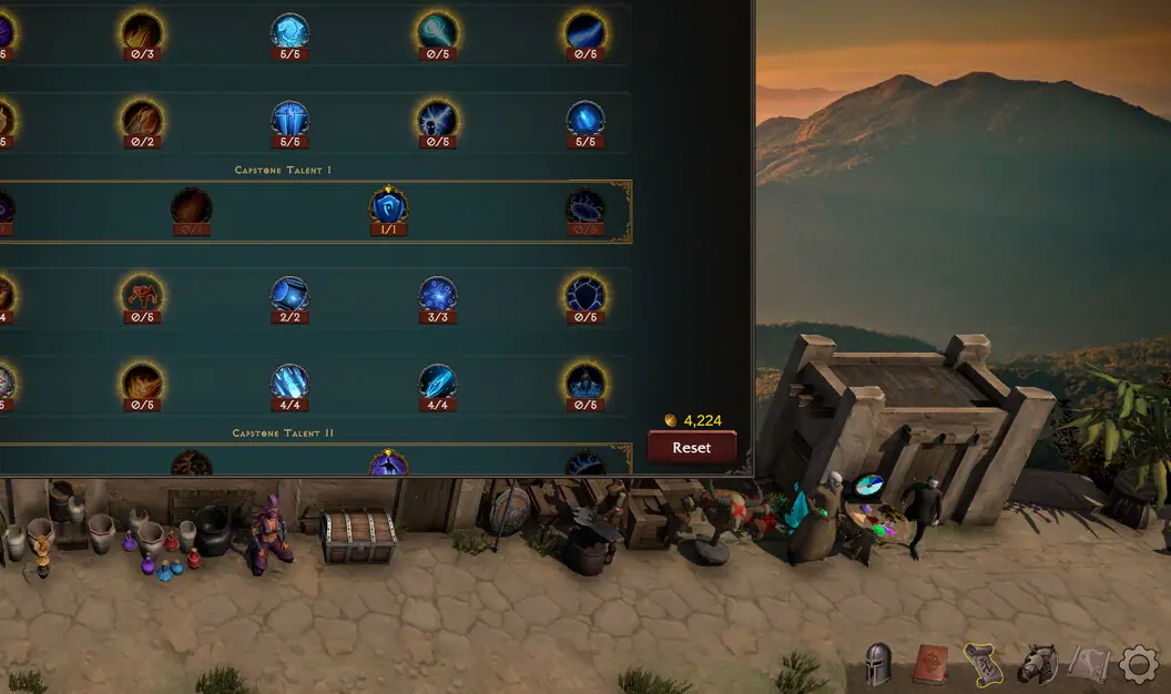 Combat Talents tree with tier nodes and the capstone row